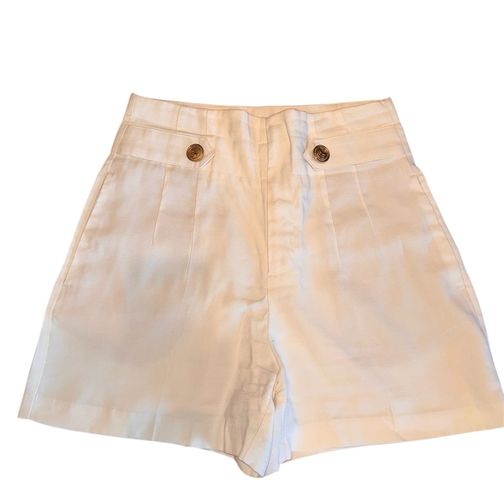Women's White High-Waisted Shorts